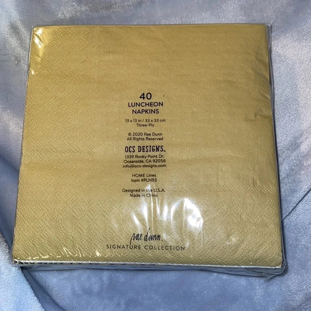 Rae Dunn Paper Luncheon Napkins “Home” Gold